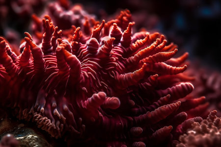 Close up of a red coral on a coral reef in Thailand.の素材