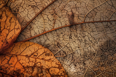 Dry leaves on the ground, close up. Autumn background.の素材
