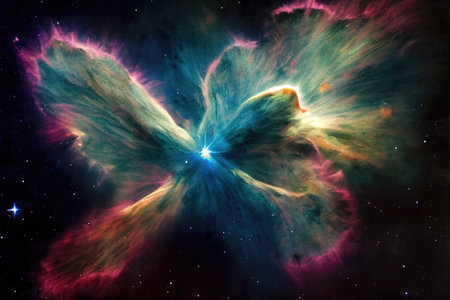 Infinite space background with nebulas and stars, 3d illustrationの素材