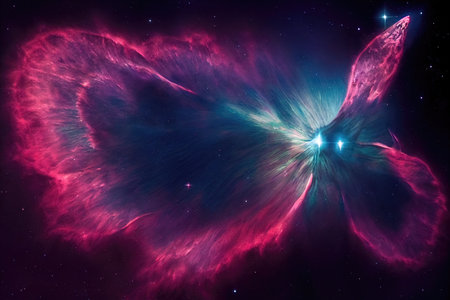 Infinite space background with nebulas and stars, 3d illustrationの素材
