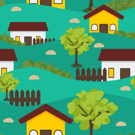Village Seamless Patternのイラスト素材