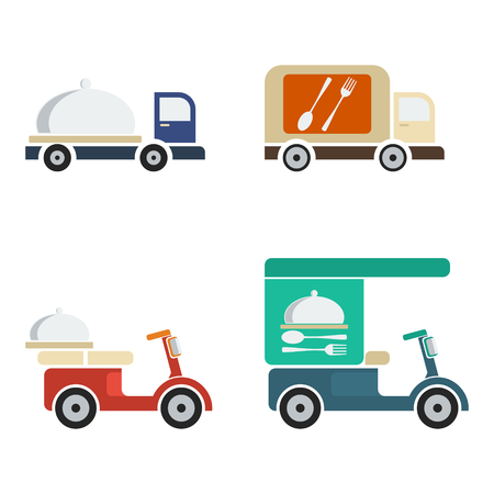 Delivery Food | Editable iconic illustrations, isolated on white background.のイラスト素材