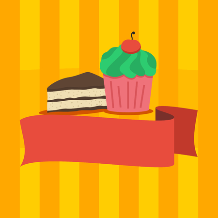 Editable Cakes and Banner Vector Illustrationのイラスト素材