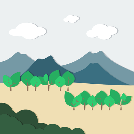 Paper Mountain Landscape | Editable countryside vector illustration in flat styleのイラスト素材