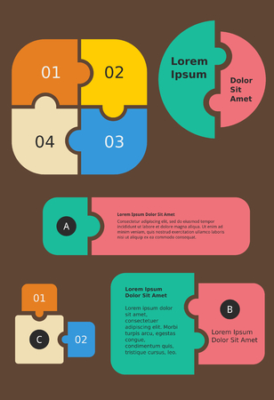 Puzzle Infographic Template | Editable vectorのイラスト素材