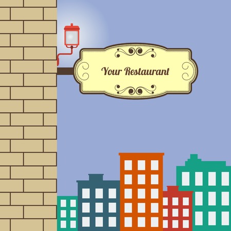 Editable Outside Restaurant Vector Illustrationのイラスト素材