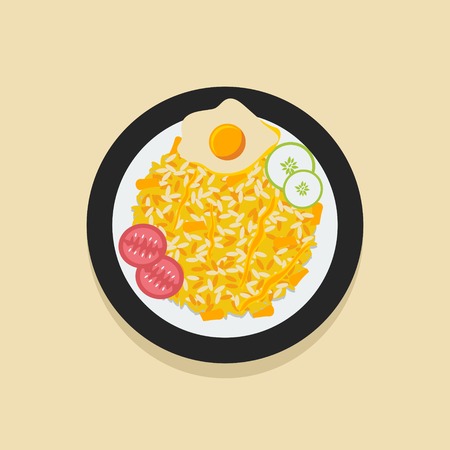 Editable Indonesian Nasi Goreng Vector Illustrationのイラスト素材