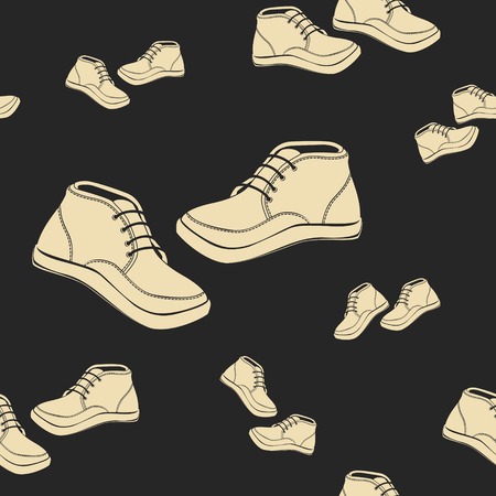 Editable Shoes Vector Illustration Seamless Pattern.のイラスト素材