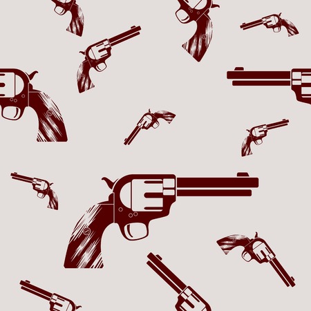 Editable Revolver Vector Illustration Seamless Patternのイラスト素材