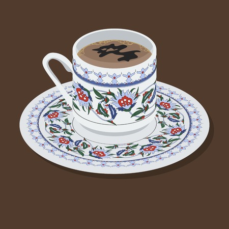 Editable Fincan Turkish Coffee Cup Vector Illustrationのイラスト素材