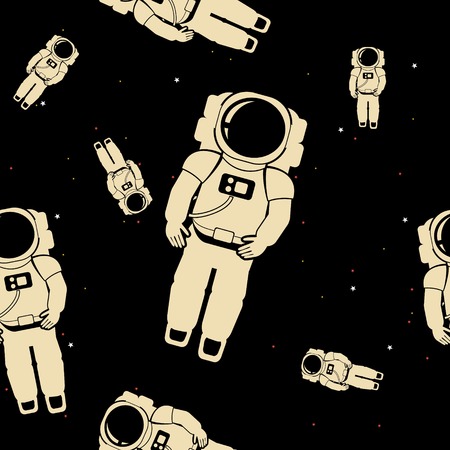 Editable Astronaut Vector Illustration Seamless Patternのイラスト素材