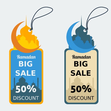 Editable Ramadan Discount Tags Vector Mock upのイラスト素材