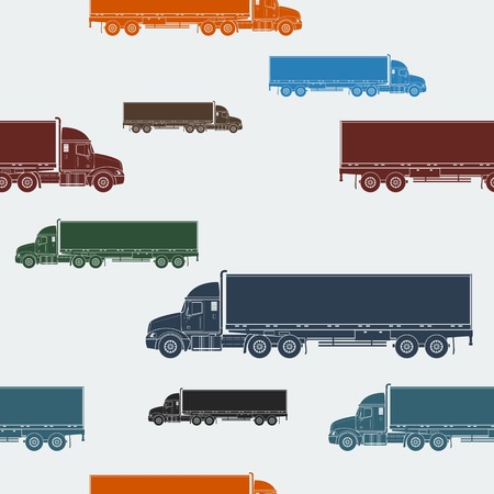 Editable Trailer Truck Vector Illustration Seamless Pattern.のイラスト素材