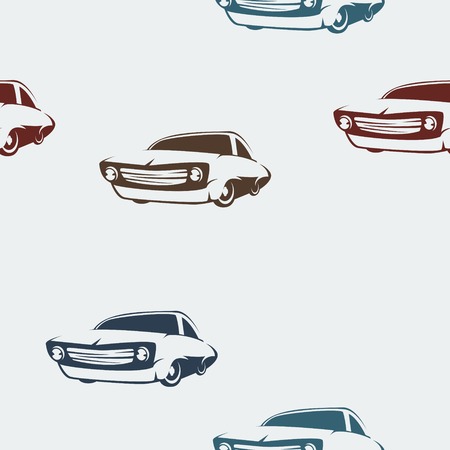 Editable Simple Retro Car Vector Illustration Seamless Patternのイラスト素材