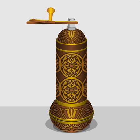 Editable Turkish Kahve DeÄirmeni coffee grinder. Vector illustration.のイラスト素材