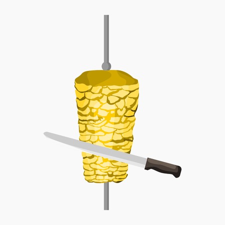 Editable Slicing Turkish Kebab Vector illustrationのイラスト素材