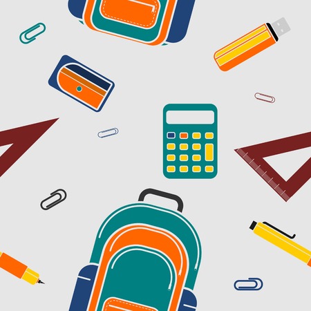Editable School Equipments Vector Illustration Seamless Patternのイラスト素材