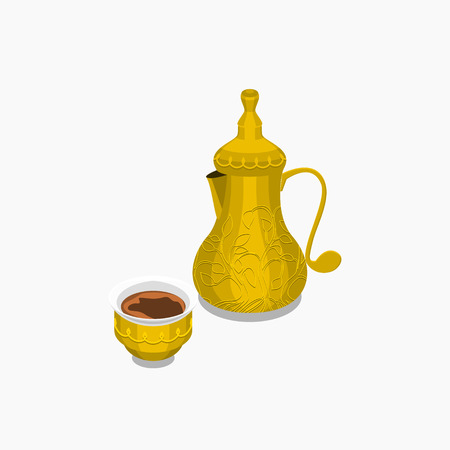 Arabian Coffee Pot and Cupのイラスト素材