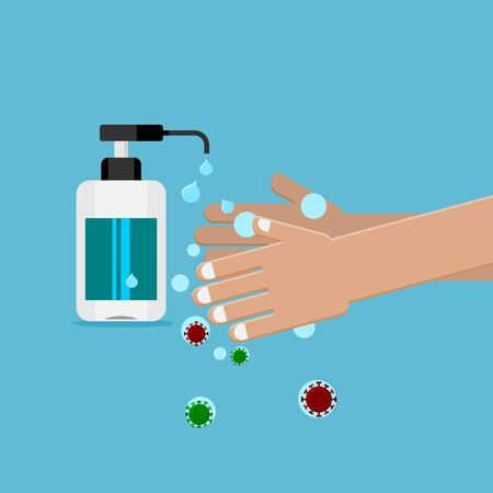Editable Vector Illustration of Sanitizing Handsのイラスト素材