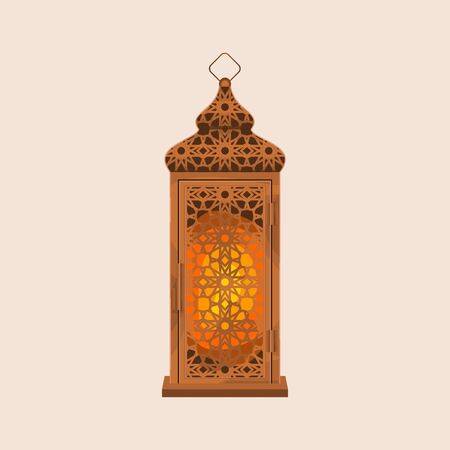 Editable Standing Ramadan Arabian Lamp Isolated Vector Illustrationのイラスト素材