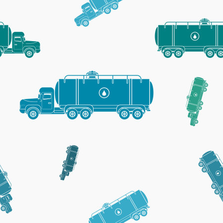Editable Side View Water Trucks as Seamless Pattern for Creating Background of Water Day or Environmental and Transportation Related Designのイラスト素材