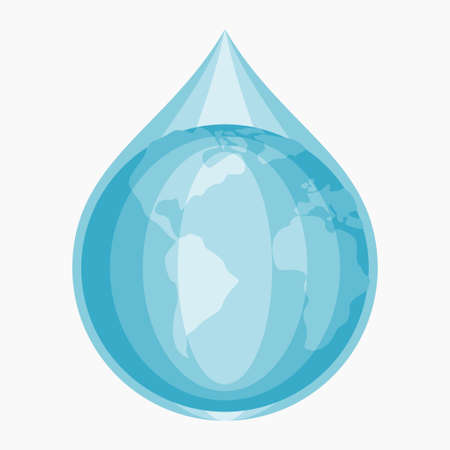 Editable Earth Globe in Water Drop Shape Vector Illustration for Artwork Element of Water Day or Environmental and Green Lifestyle Campaign Related Designのイラスト素材