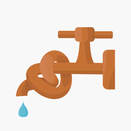 Editable Tied Faucet With Water Drop Vector Illustration for Artwork Element of Water Day or Environmental and Green Lifestyle Campaign Related Designのイラスト素材