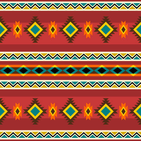 Editable Vector of Native American Geometrical Bright Illustration Pattern for Creating Background...