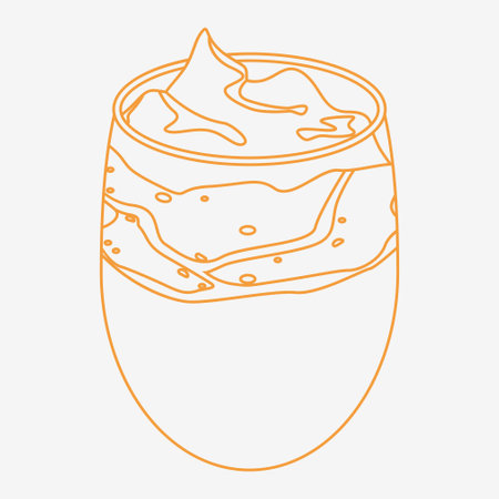 Editable Outline Style Top Side View Korean Dalgona Coffee Vector Illustration in Bulbous Glass Mug for Cafe and Beverage Related Designのイラスト素材