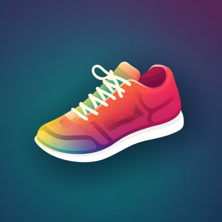 Sneakers icon, vector illustration, isolated on colorful background.の素材