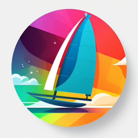 Sailing boat on colorful background. Vector illustration. Eps 10.の素材