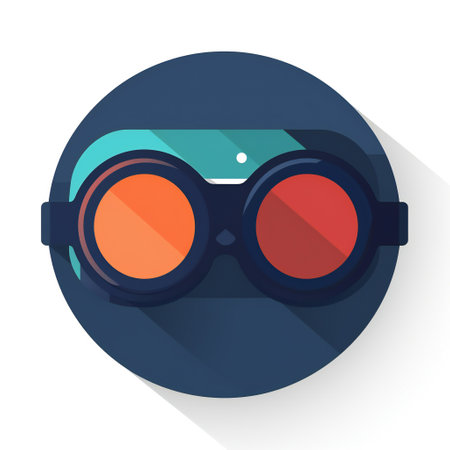 Binoculars flat icon. Vector illustration with long shadow.の素材