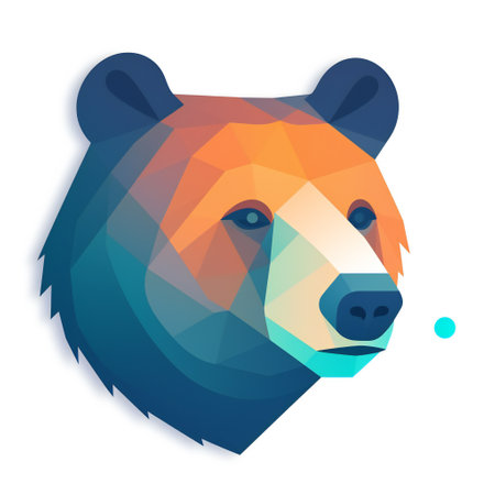 Polygonal head of a bear on a white background. Vector illustrationの素材