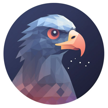 Eagle head in polygonal style on dark background. Vector illustration.の素材