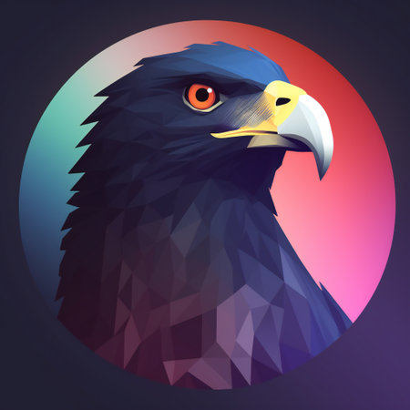 Eagle head. Vector illustration of a bird in a polygonal style.の素材