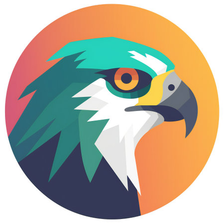 Eagle head in the circle. Vector illustration in flat style.の素材