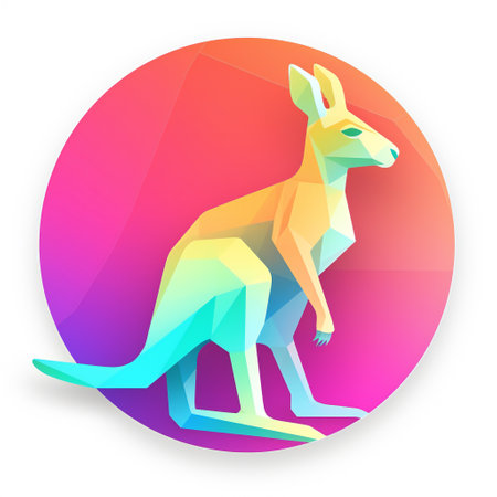 Kangaroo polygonal icon. Polygonal vector illustrationの素材