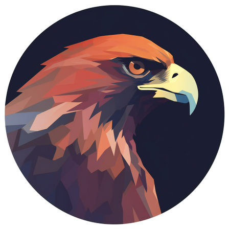 Eagle head on dark background. Vector illustration in cartoon style.の素材