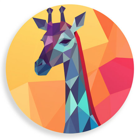 Giraffe polygonal icon. Geometric low poly design.の素材
