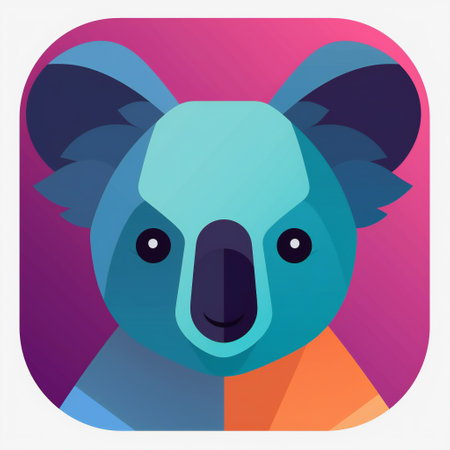 Cute koala vector flat icon with long shadow, eps 10の素材