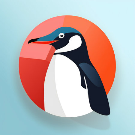 Penguin icon. Vector illustration of a cute penguin.の素材