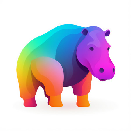Hippopotamus isolated on a white background. Vector illustration.の素材