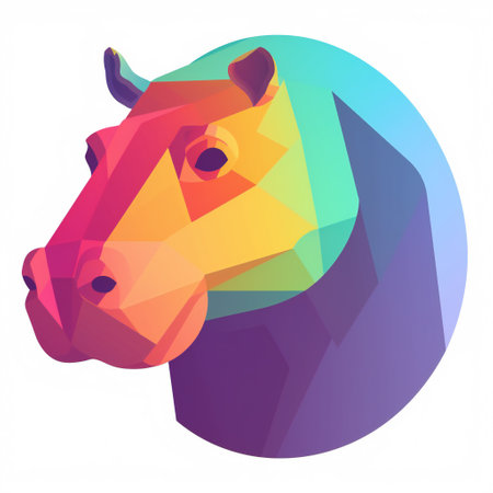 Colorful horse head isolated on white background. Vector polygonal illustration.の素材