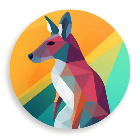 Kangaroo polygonal icon. Geometric animal vector illustrationの素材