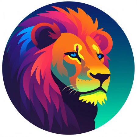Lion head on a blue background. Vector illustration for your designの素材
