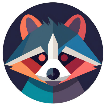 Raccoon head icon. Vector illustration in flat design style.の素材