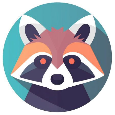 Cute raccoon icon, vector illustration in flat design style.の素材