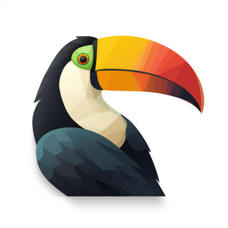 Toucan isolated on white background. Polygonal vector illustration.の素材