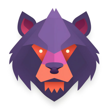 Lion head on white background. Vector illustration in flat style.の素材