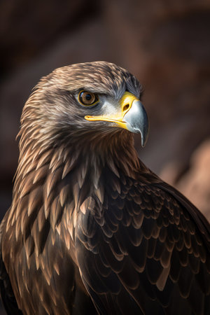 Portrait of a golden eagle in the aviary of the zooの素材